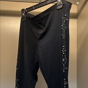 Vintage XL side embellished full length black leggings by Allen B.